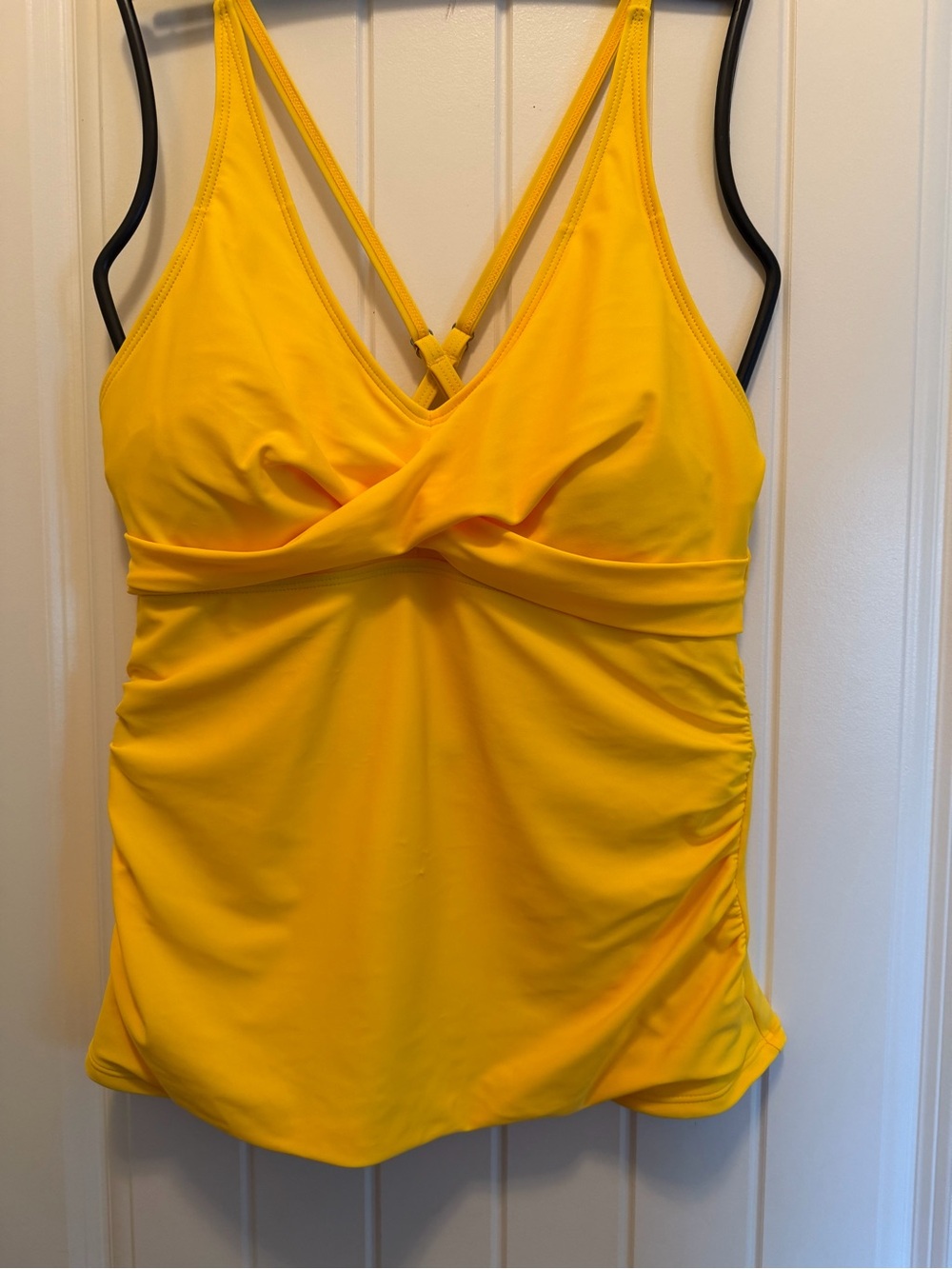 NEVER WORN Bright Yellow Twist-Front Tankini Top
